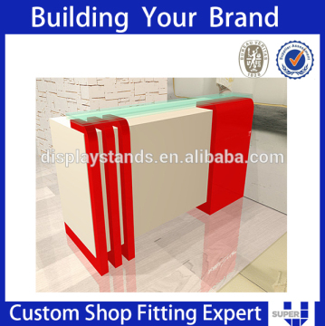Retail shop white reception wood shop counter design