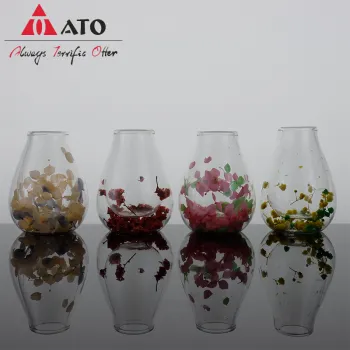 Double Wall Glass Bottle with Dried Flower Inside