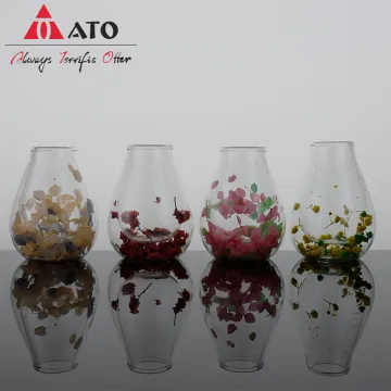 Double Wall Glass Bottle with Dried Flower Inside