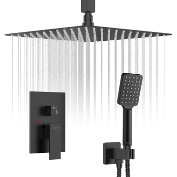 Modern Contemporary 10 Inch Matte Black Stainless Steel Concealed Shower Set