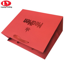 Red Foil Paper Bag with Grosgrain Handle