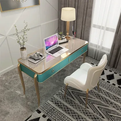 Vantervi High-End Golden Base Luxury Home Office Future Computer Desk
