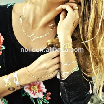Multi-color Metal & Silver Tattoo Sticker for Body Art Temporary Tattoo