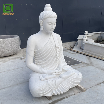 Statua di Buddha seduta in marmo bianco naturale di marmo bianco per decorazione del tempio