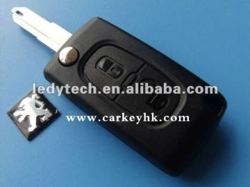 High quality Peugeot 2 button flip key casing with 206 blade and battery holder