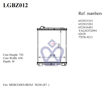 MERCEDES BENZ NG90 truck radiator,6525015101,LGBZ012,