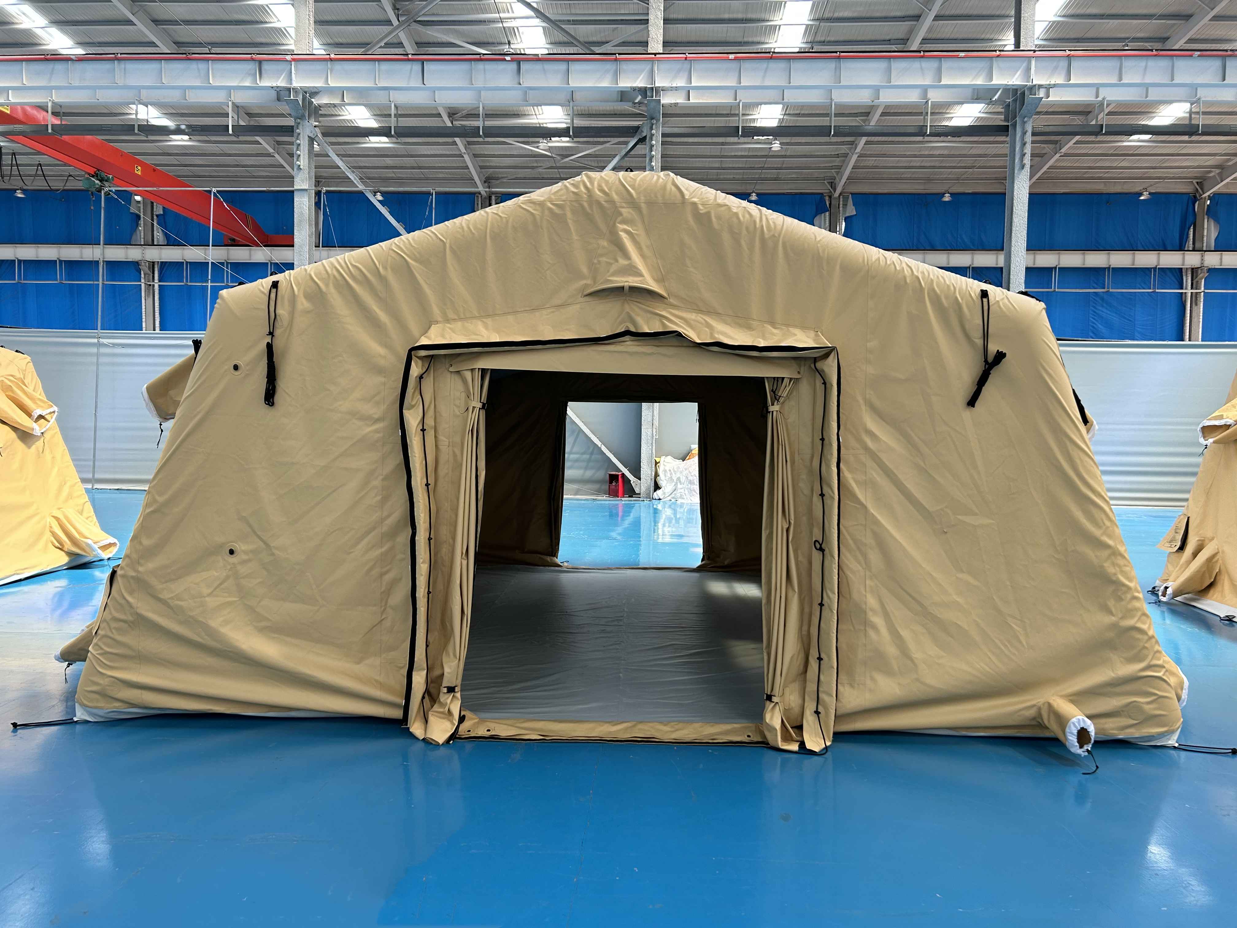 Inflatable tent door