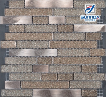 Sunnda new style of mosaic tiles,for bathroom wall decoration tiles,bliss midnight stone and glass linear mosaic tiles