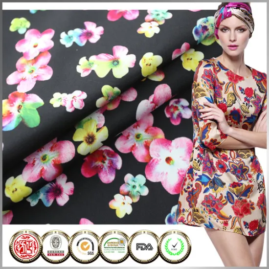 Latest style SGS Certified Digital printed Floral printed satin fabric at price