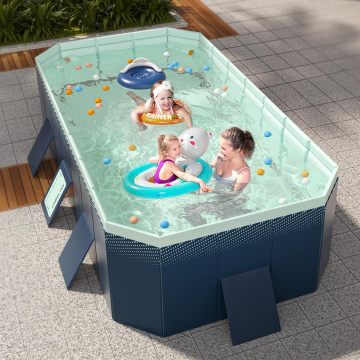 Large Outdoor Family Swimming Pool with Fish Pond