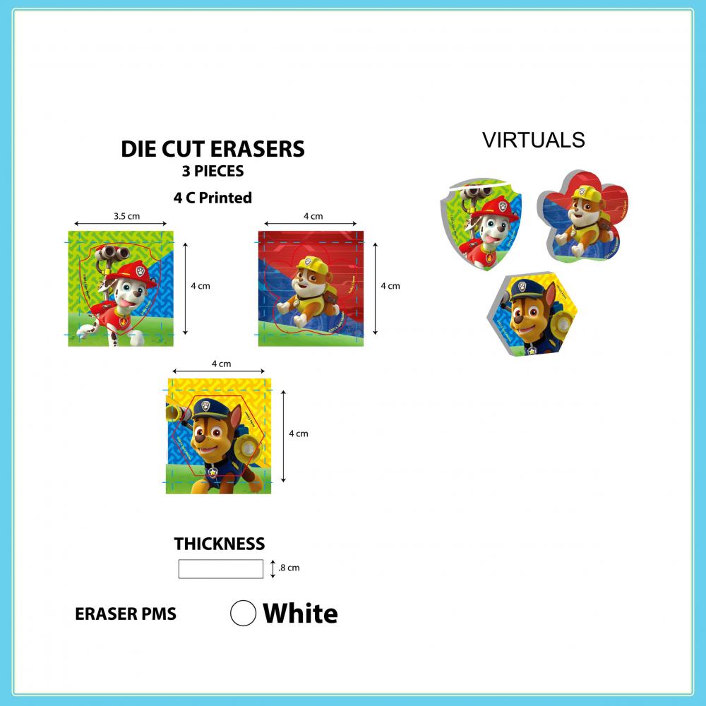 Paw Patrol Blister Card 3 Pack Erasers 2