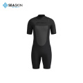 Seaskin Mens แขนสั้นสีดำ zipperless shorty wetsuit