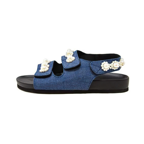Sandales Denim Pearl Cotton Material Flat