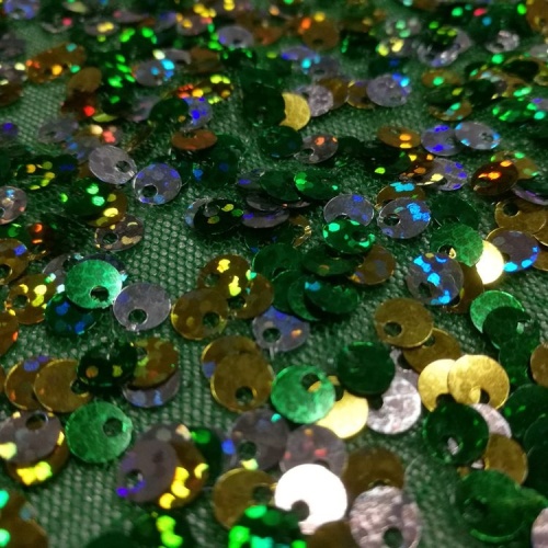 Sequin Bead Fabric Embroidery Fabric 5mm Hologram Sequin Mesh Tulle Backdrop Fabric Supplier