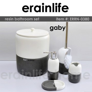 5 pcs white and black polyresin bathroom accessories set/bathroom set