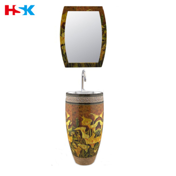 2016 new oval Art Basin Shape and Resin Sink material Bathroom vanity and Customized colored bathroom sink with make-up mirror