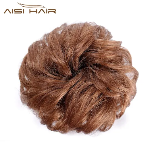 Aisi Hair Brazilian Human Hair Curly Flax Yellow Chignon Bun Elastic Rope Rubber Band Hairpiece Clip In Extension For Women