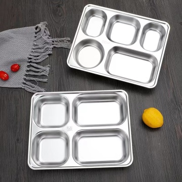 Rectangular Food Tray with Dividers - Compartment Sections Serving Plate