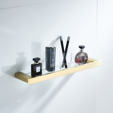 Gold Brush Bathroom Accessories with Glass Shelves