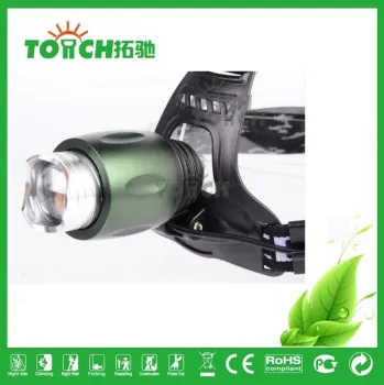 Professional Lighting LED Headlamps High Quality LED Headlights Zoom Green Color T6 LED 2*18650 Battery Rechargeable Lamp