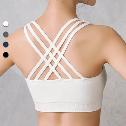 Shunaier Shockproof Cup Crossover Beauty Back Sports Bra