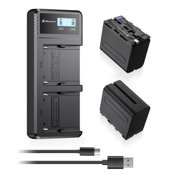 Powerextra 2パックNPF970充電式リチウムイオンバッテリーパックソニーカメラ用のデュアルUSB充電器