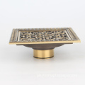 Elegant 5 Inch Brass Bathroom Shower Drain Square Floor Waste Trap