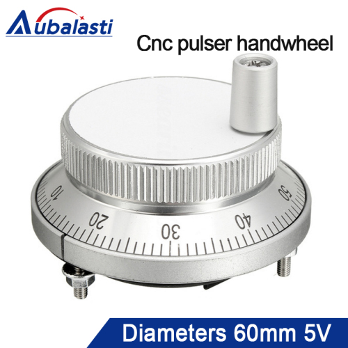 Aubalasti CNC Pulser Handwheel 5V 60mm 80 100PPR Manual Pulse Generator hand wheel Machine Rotary Encoder Electronic 4pins 6pins