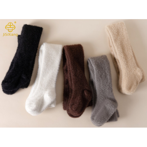 Leggings de pelúcia de fio dourado, meia-calça de pele de vison