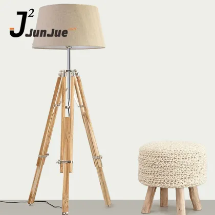 Chinese Birch Tripod Floor Lamp with Natural Wooden Tripods