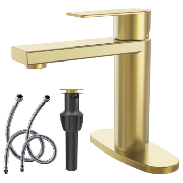 Modern Single-Hole Stainless Steel Faucet with Brushed Gold Finish for Kitchens and Bathrooms