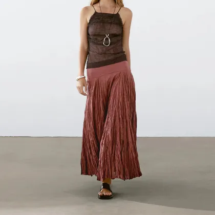 Women's 100% pure cotton pleated skirt