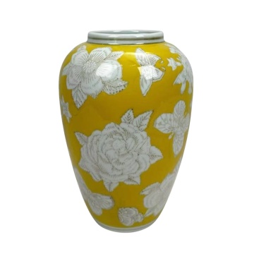 RXAE-FL24 Series Yellow Floral Porcelain Vase - Low Price Home Decoration
