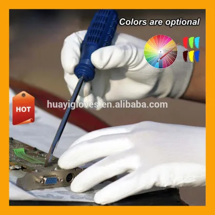 Breathable Lightweight White PU Gloves Electrician Automotive Precision Work Gloves