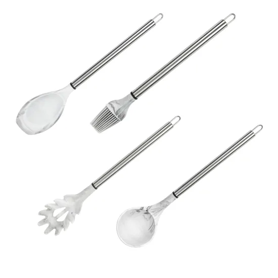 Hot Selling Eco-Friendly Silicone Kitchen Utensil Set in Marble Color: 36-Piece Kitchen Tool Collection