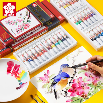 Chinese Sakura Japanese Painting Pigment, 24 Colors, Stroke Painting, Landscape Watercolor, Gouache Watercolor, Stationery Paint