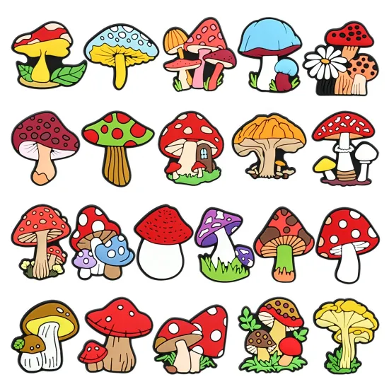 DIY Colored Mushroom Shoes with Floral Buckle Accessories for Garden Charm