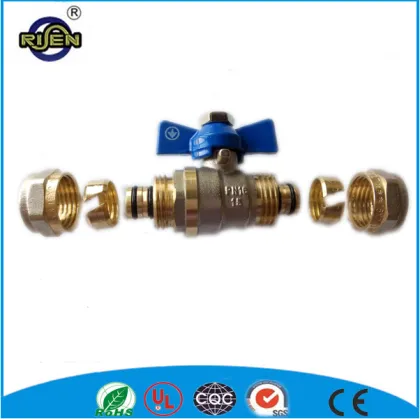 RS-500213 brass pex al pex ball valve double end swagelok valve