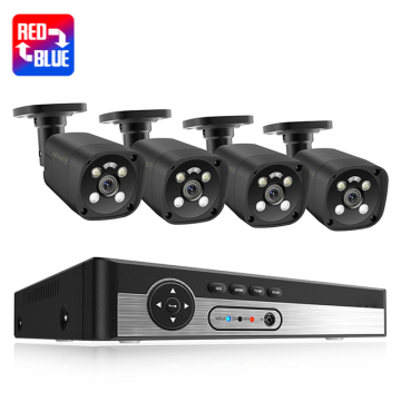 Red-Blue Light Alarm NVR Security CCTV Camera System - 4MP 8 Channel Surveillance