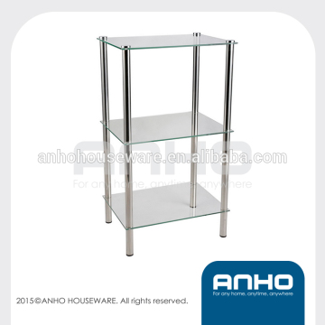 Stainless steel round tube 3-tier glass storage rack