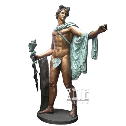 Outdoor garden life size metal figure bronze apollo statue