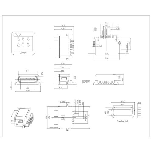Type-C Female Waterproof SMT Offset Type Connector