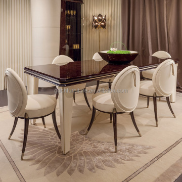 Modern Designer Light Luxury French Dining Table Set with Italian Chairs
