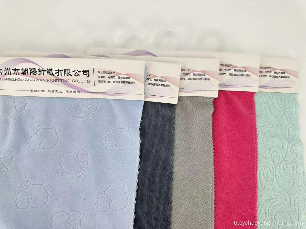 Stokta pamuklu örme Jakard Velvet