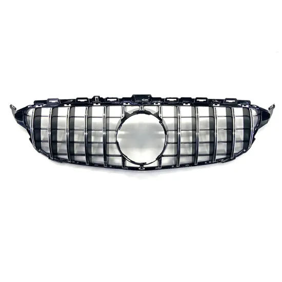 GT Style Silver Black Car Front Bumper Grille for BENZ W205/C205 2015-2018