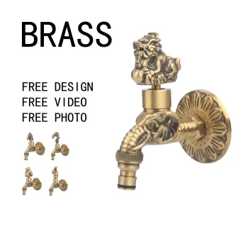 Modern Wall-Mounted Brass Bibcock Water Tap for Indoor/Outdoor Use