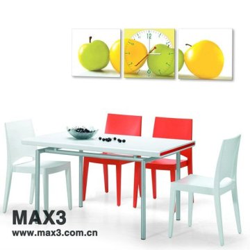 Apple Fruit On Painting Wall Clock For Kitchen Room To Home Decor
