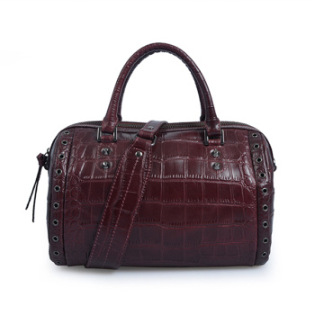 Daily Zip-Top Leather Tote Boston Bag Crocodile