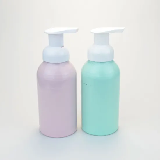 OEM empty 500ml 300ml 200 ml aluminum shampoo body hand wash green pink foaming pump dispenser bottles