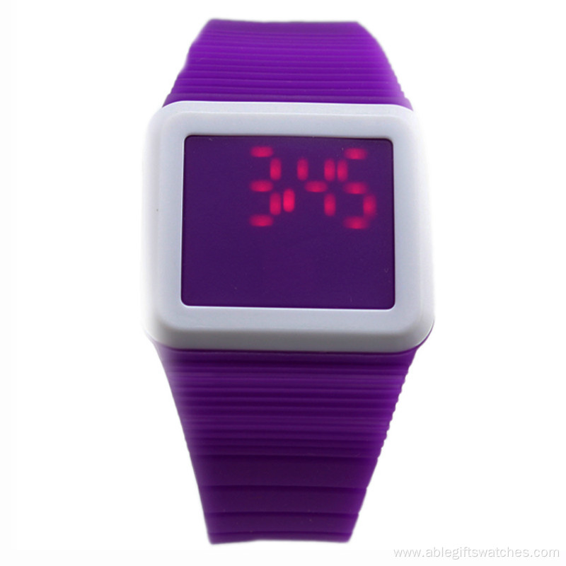 New Popular Square Silicone Digital Touch Watch For Unisex